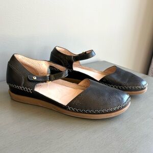 PIKOLINOS Black Leather Mary Jane Flats Perforated  Shoes Women EU 42 US 11